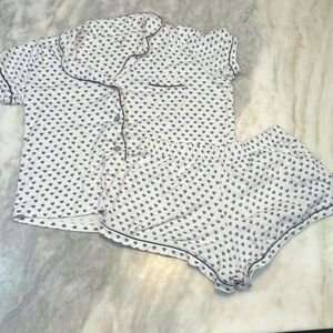 Roller Rabbits Blue Hearts Short Sleeved Polo Small